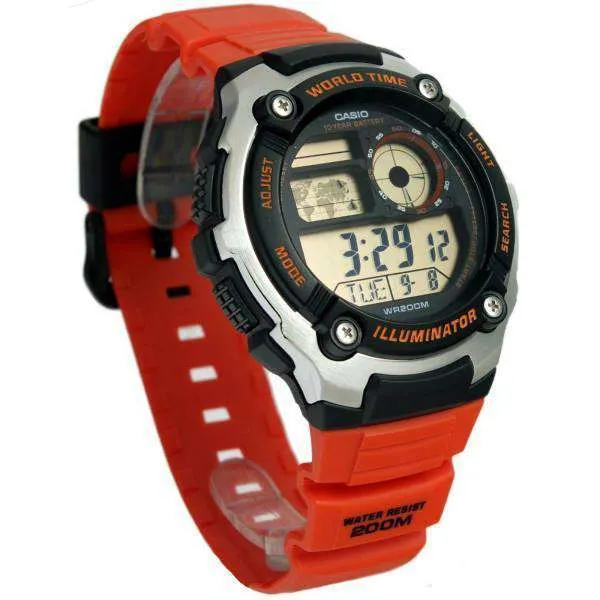 Casio AE-2100W-4A Orange Resin Strap Watch for Men