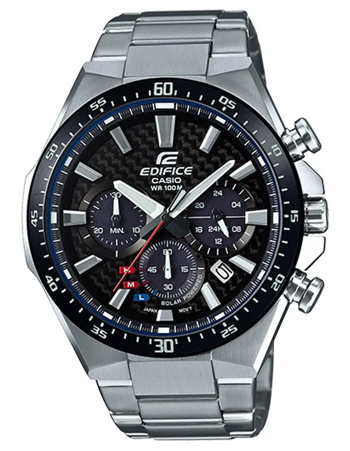 Casio Edifice EQS800 Series Mens Watch - Stainlessl - Carbon Dial - Chronograph