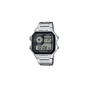 Casio Illuminator Silver and Black Digital Watch