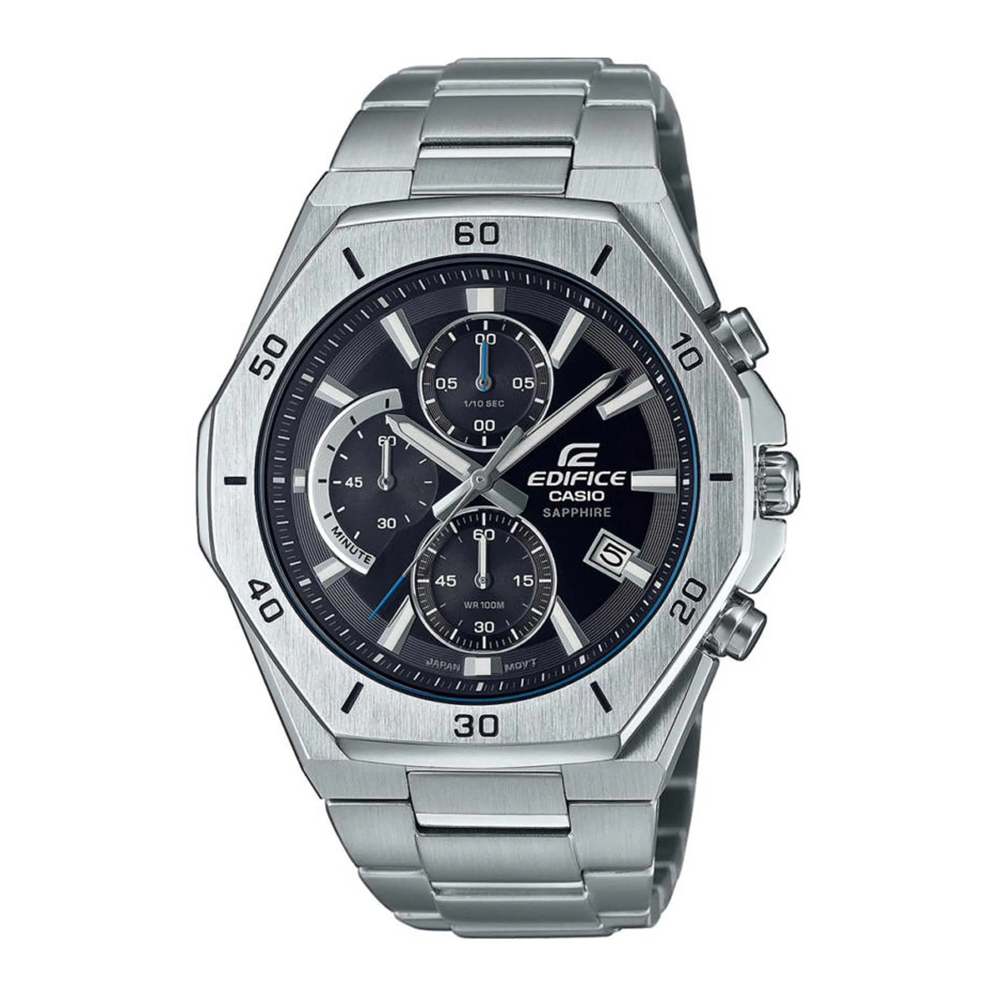 Casio Men's Watch - Edifice Chronograph Black Dial Silver Tone Bracelet | EFB680D-1A