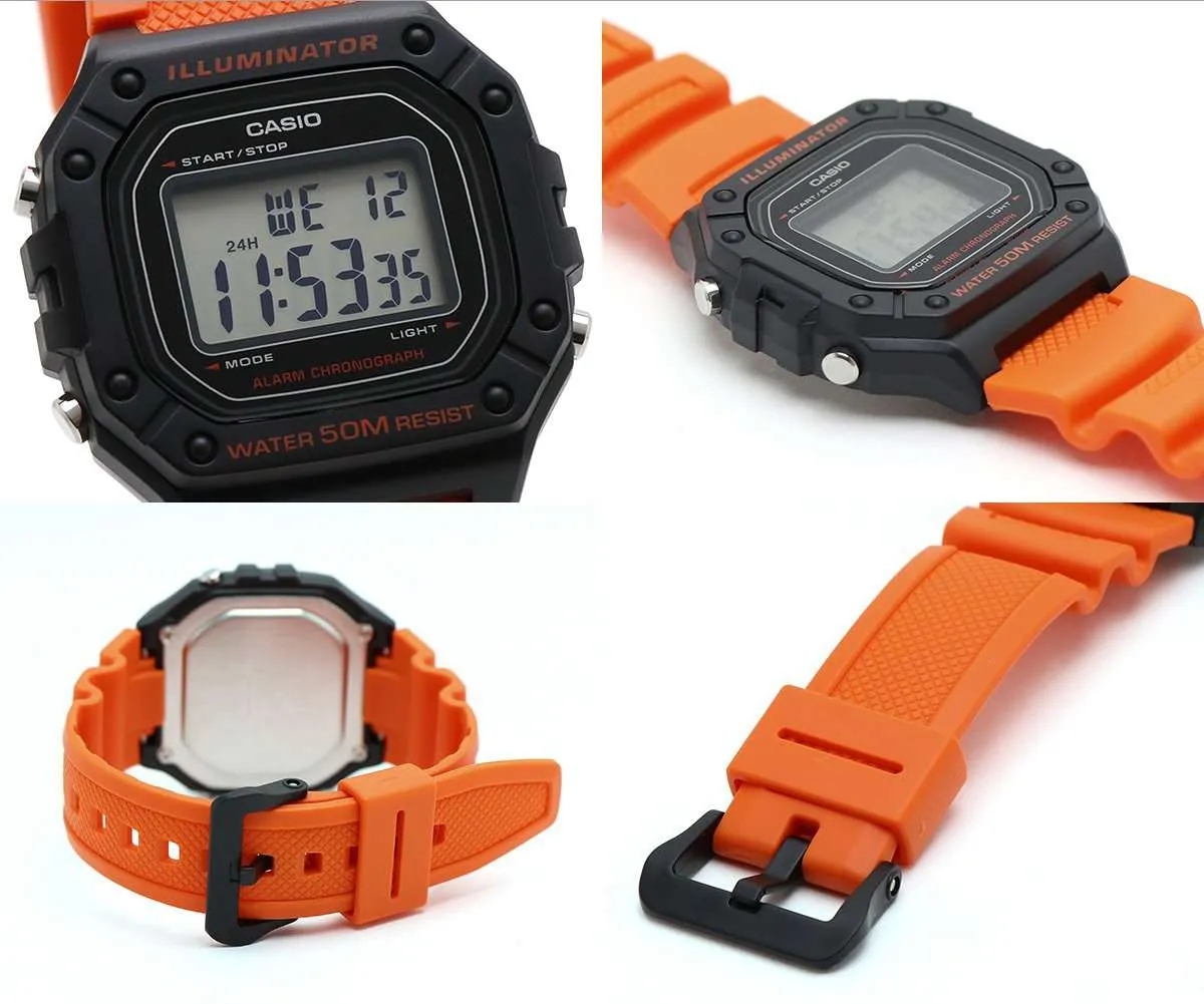 Casio W-218H-4B2 Orange Resin Watch for Men