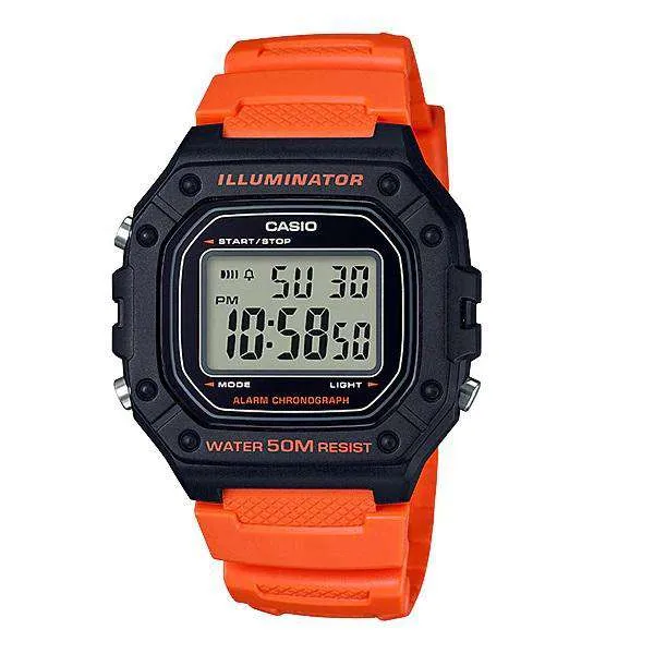 Casio W-218H-4B2 Orange Resin Watch for Men