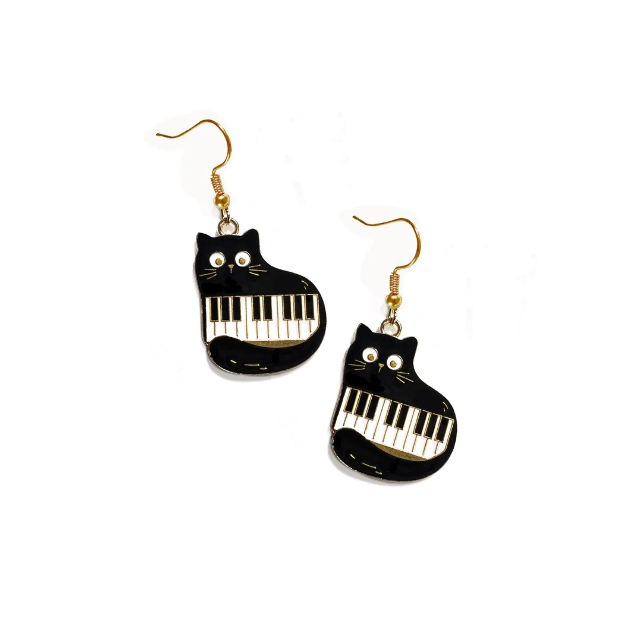 Cat with Piano Keys Earrings