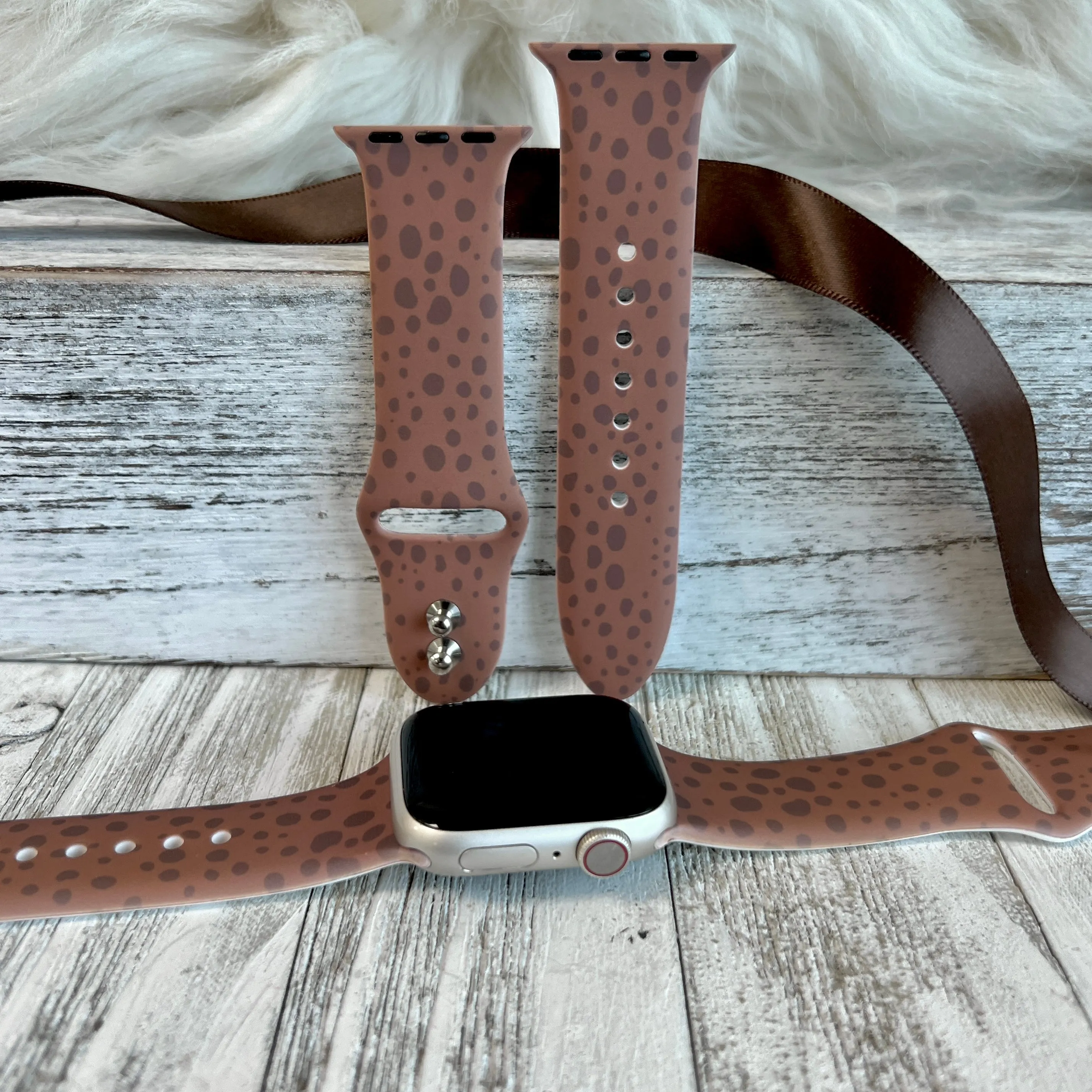 Chic-Chocolate Spotted Print Silicone Band For Apple Watch