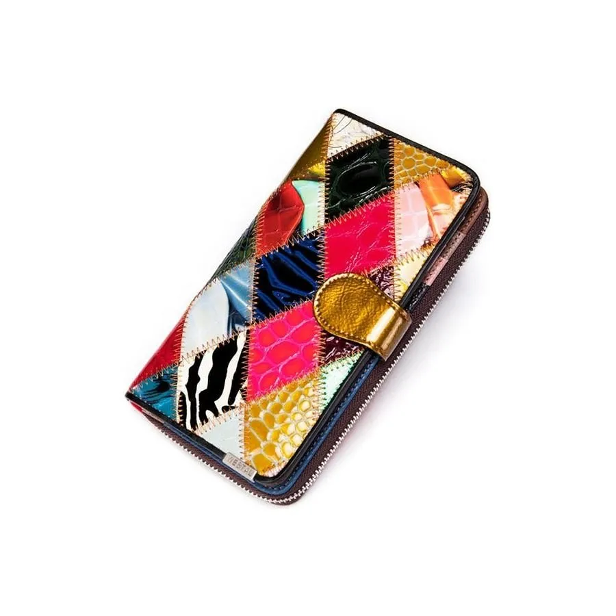 Chic Leather Multicolor Phone Clutch Wallet