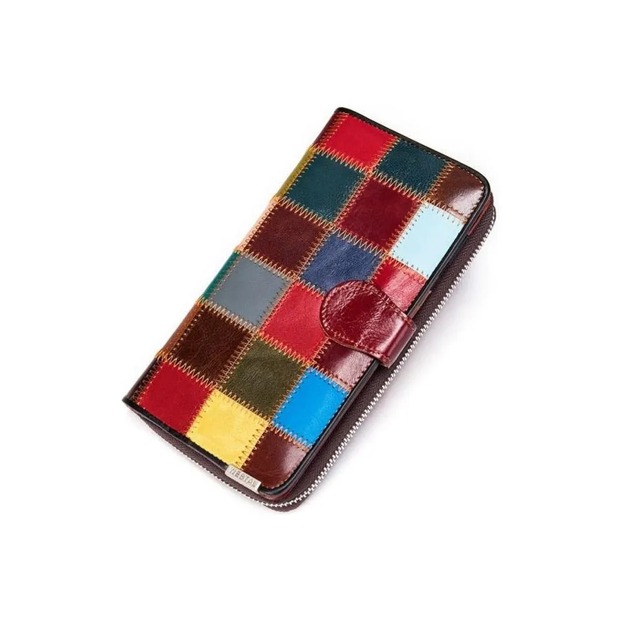 Chic Leather Multicolor Phone Clutch Wallet