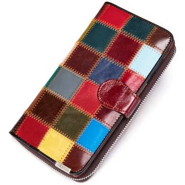 Chic Leather Multicolor Phone Clutch Wallet