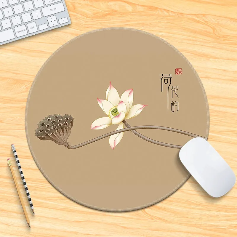 Chinese Fad Meticulous Painting round Minimalist Flower and Bird Mouse Pad