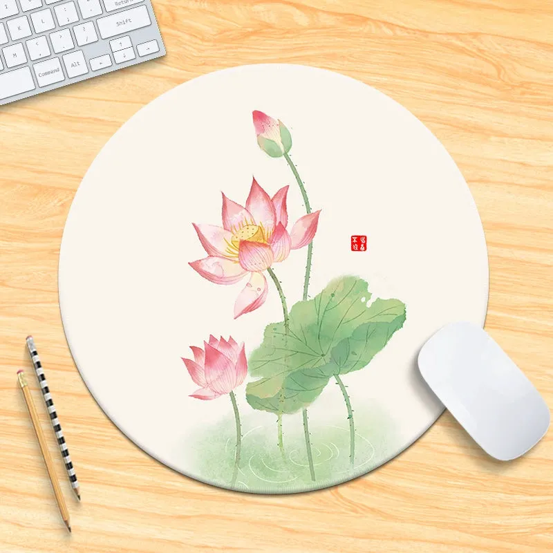 Chinese Fad Meticulous Painting round Minimalist Flower and Bird Mouse Pad