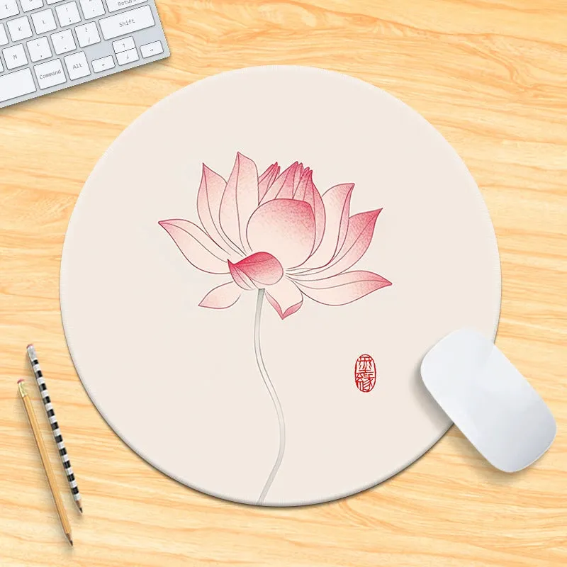 Chinese Fad Meticulous Painting round Minimalist Flower and Bird Mouse Pad