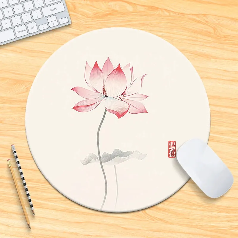 Chinese Fad Meticulous Painting round Minimalist Flower and Bird Mouse Pad