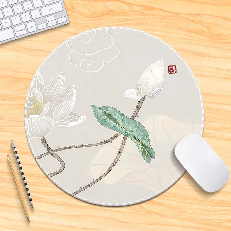 Chinese Fad Meticulous Painting round Minimalist Flower and Bird Mouse Pad