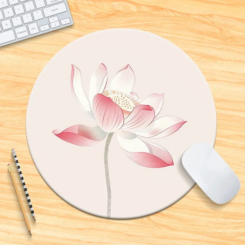 Chinese Fad Meticulous Painting round Minimalist Flower and Bird Mouse Pad