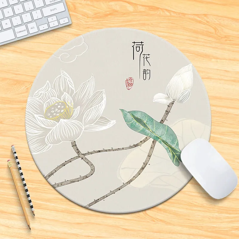 Chinese Fad Meticulous Painting round Minimalist Flower and Bird Mouse Pad