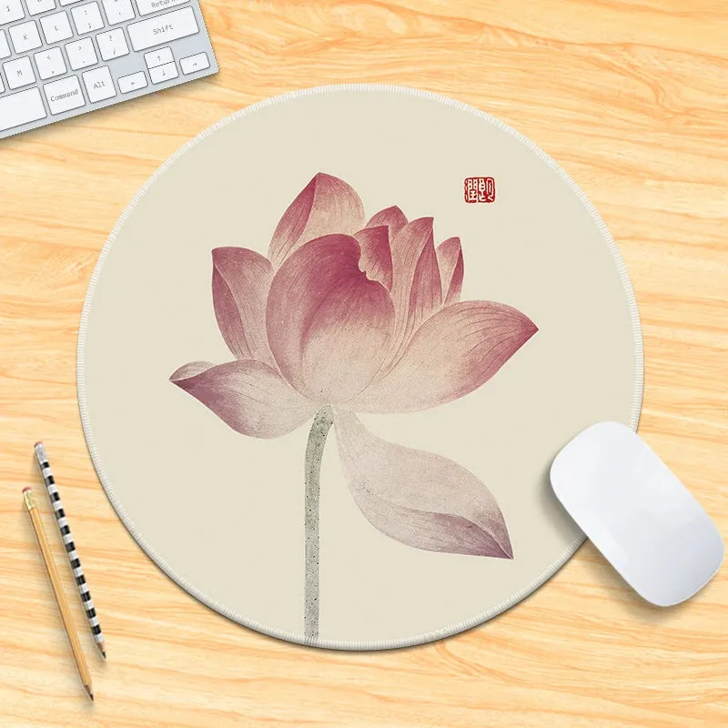 Chinese Fad Meticulous Painting round Minimalist Flower and Bird Mouse Pad