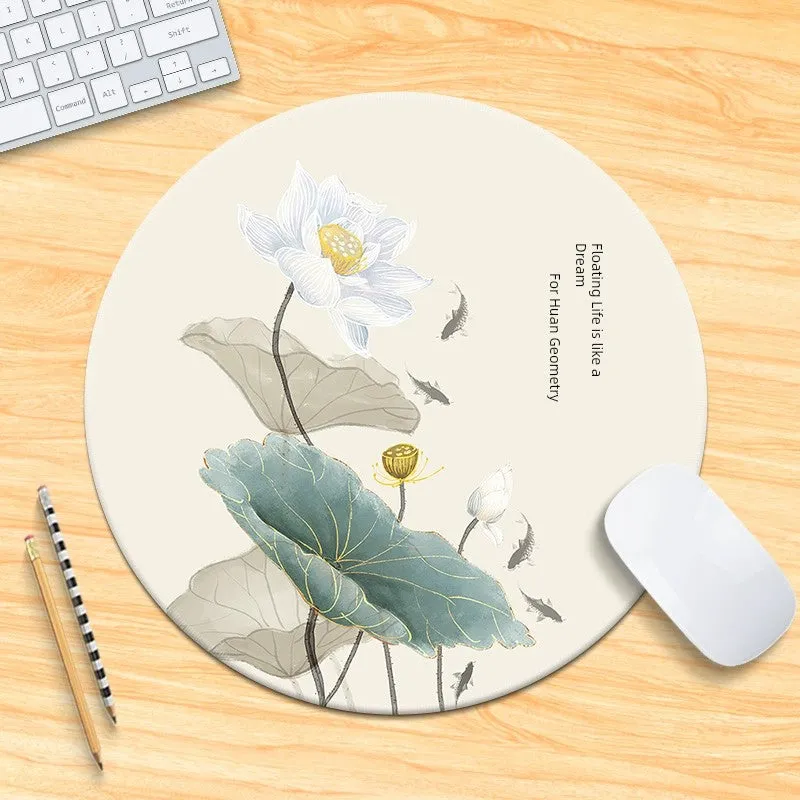 Chinese Fad Meticulous Painting round Minimalist Flower and Bird Mouse Pad