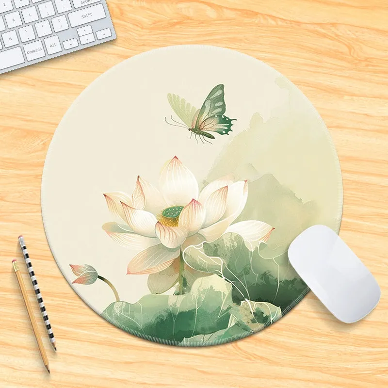 Chinese Fad Meticulous Painting round Minimalist Flower and Bird Mouse Pad