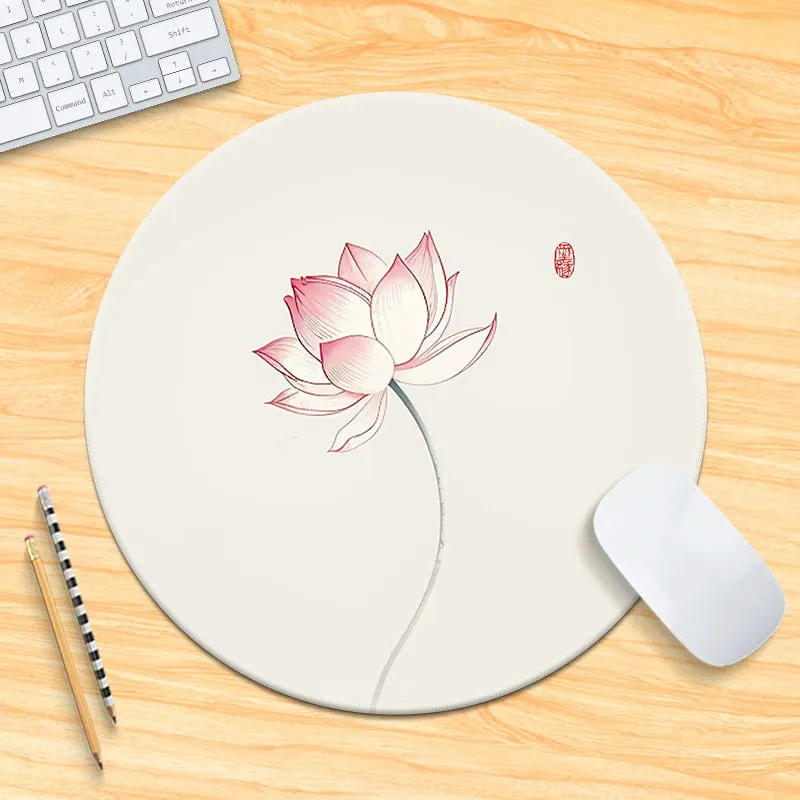 Chinese Fad Meticulous Painting round Minimalist Flower and Bird Mouse Pad