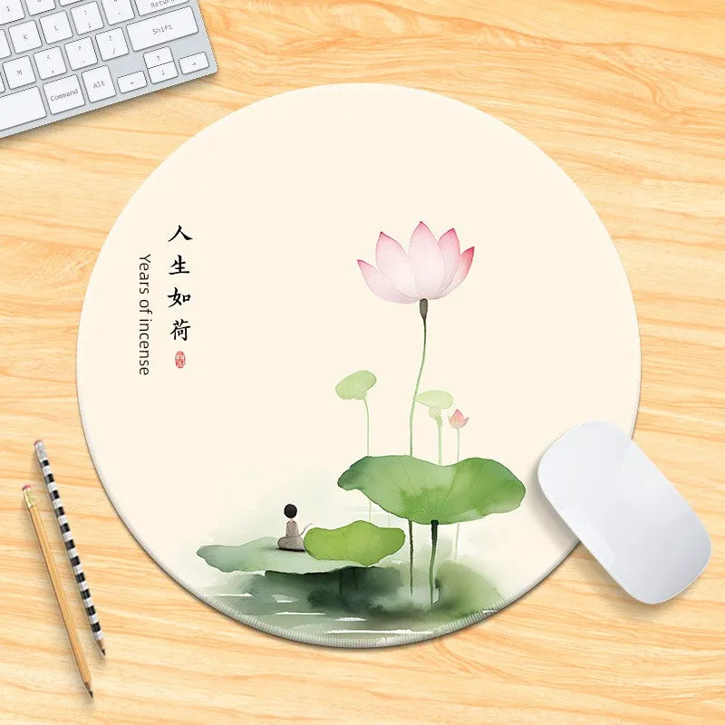 Chinese Fad Meticulous Painting round Minimalist Flower and Bird Mouse Pad