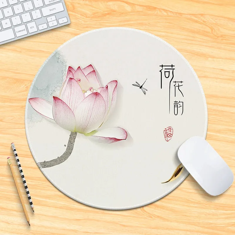 Chinese Fad Meticulous Painting round Minimalist Flower and Bird Mouse Pad