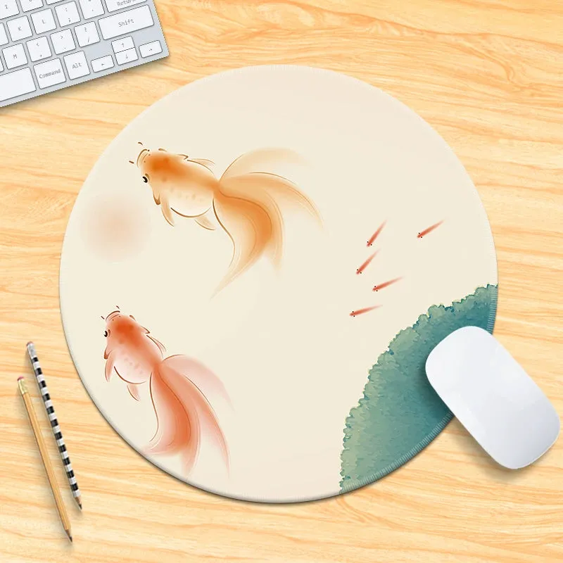 Chinese Fad Meticulous Painting round Minimalist Flower and Bird Mouse Pad