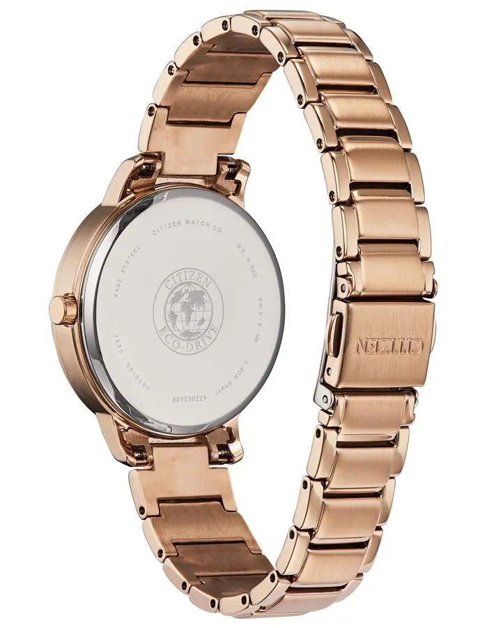 Citizen Eco-Drive Silhouette Womens Watch - Rose Gold-Tone - Swarovski Crystals