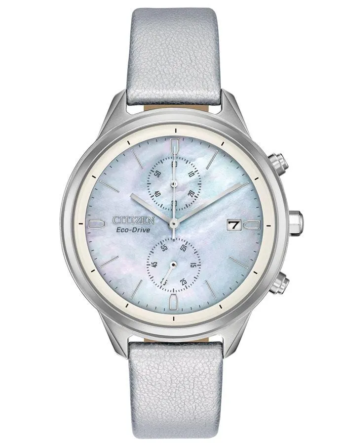 Citizen Eco-Drive Womens Chandler - Stainless Steel - MOP - Vegan Leather Strap