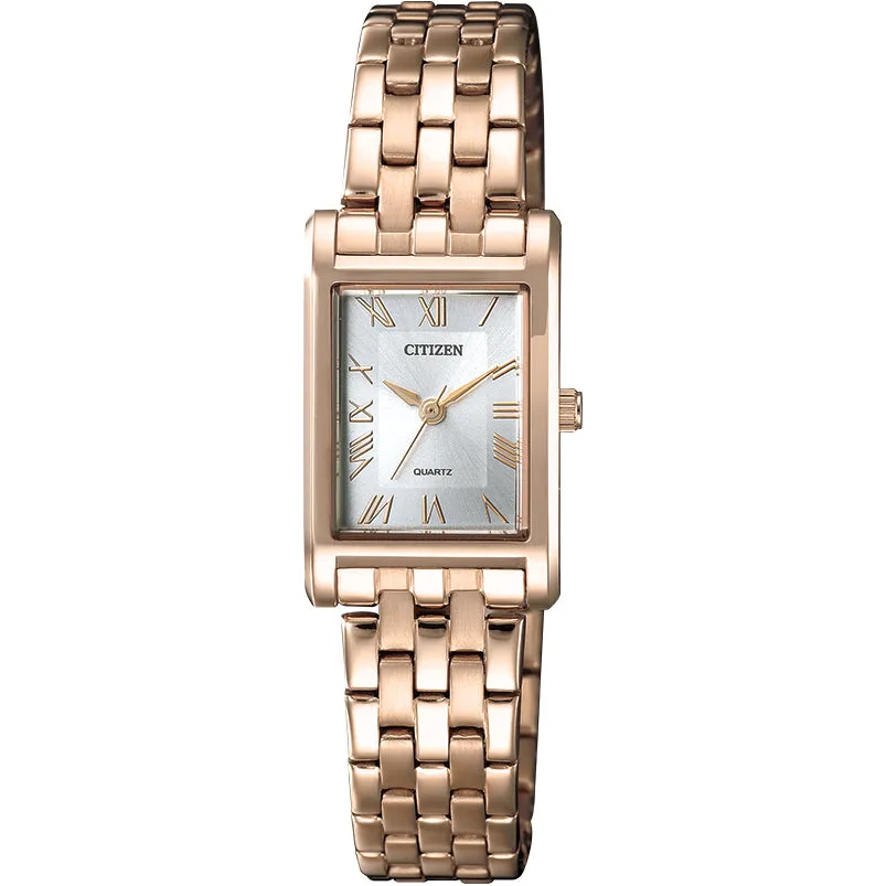 CITIZEN QUARTZ  GOLD-TONE RECTANGULAR QUARTZ