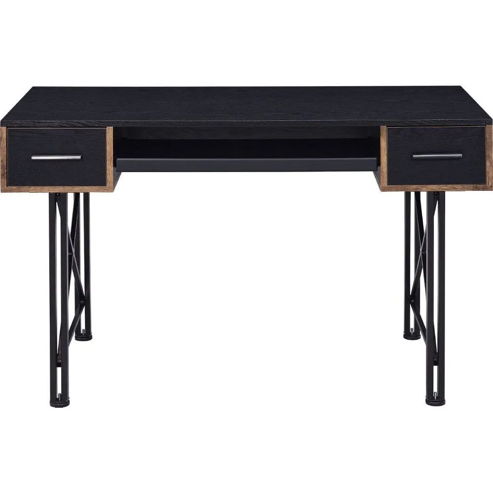 Computer Desk with 2 Drawers and Keyboard Tray, Black By Casagear Home