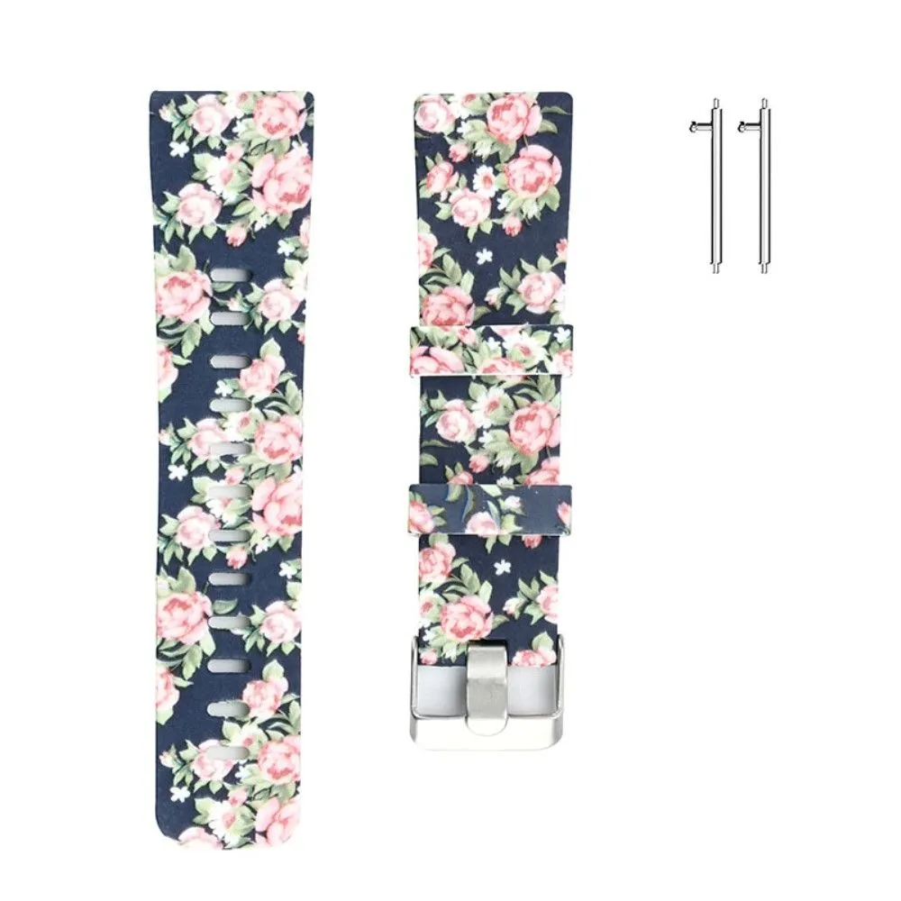 Cool pattern silicone watch strap for Haylou Solar LS05 / Xiaomi Mi Watch Color - Pink Flowers