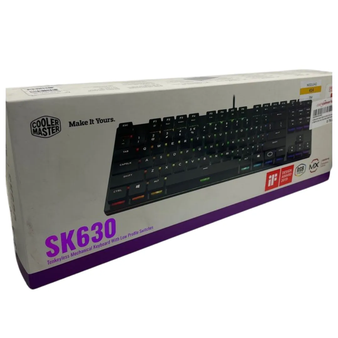 Cooler Master SK-630-GKLR1-US Tenkeyless Mechanical Keyboard with Cherry MX Low Profile Switches in Brushed Aluminum Design