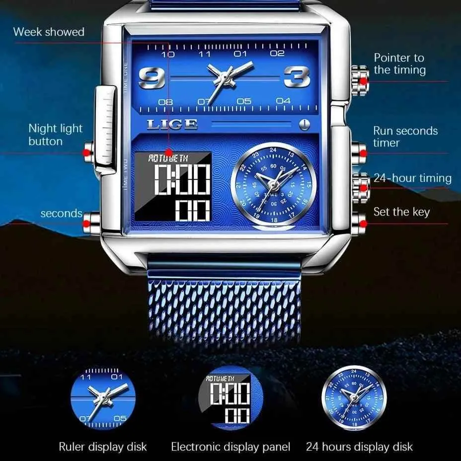 Creative Watch For Men Top Luxury Square Sports Quartz Wristwatches MSCWML57