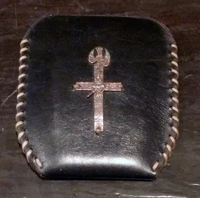 David Winter Black Leather With Sterling Silver Cross Cell Phone Case