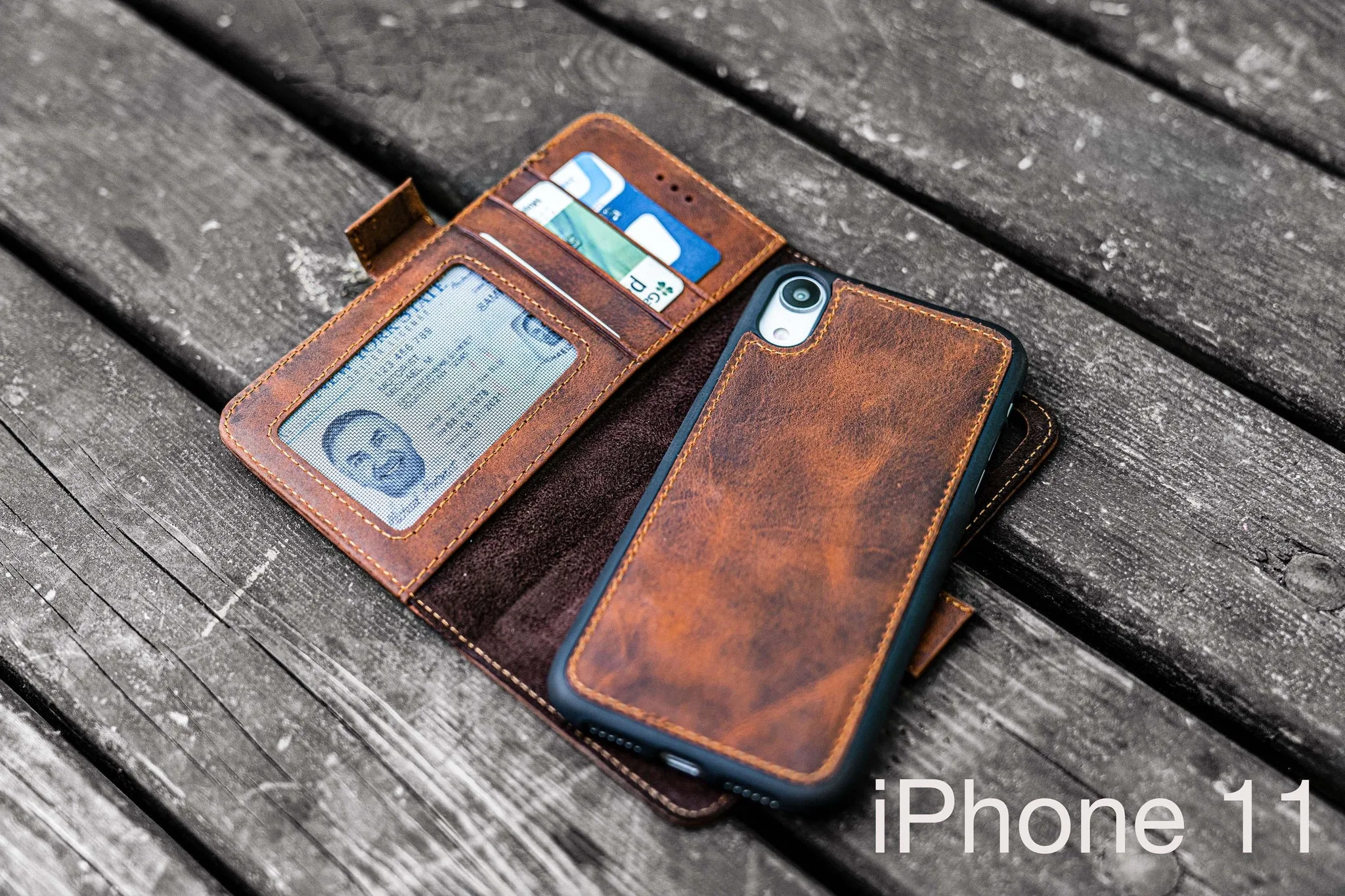 Detachable iPhone 11 Leather Wallet Case