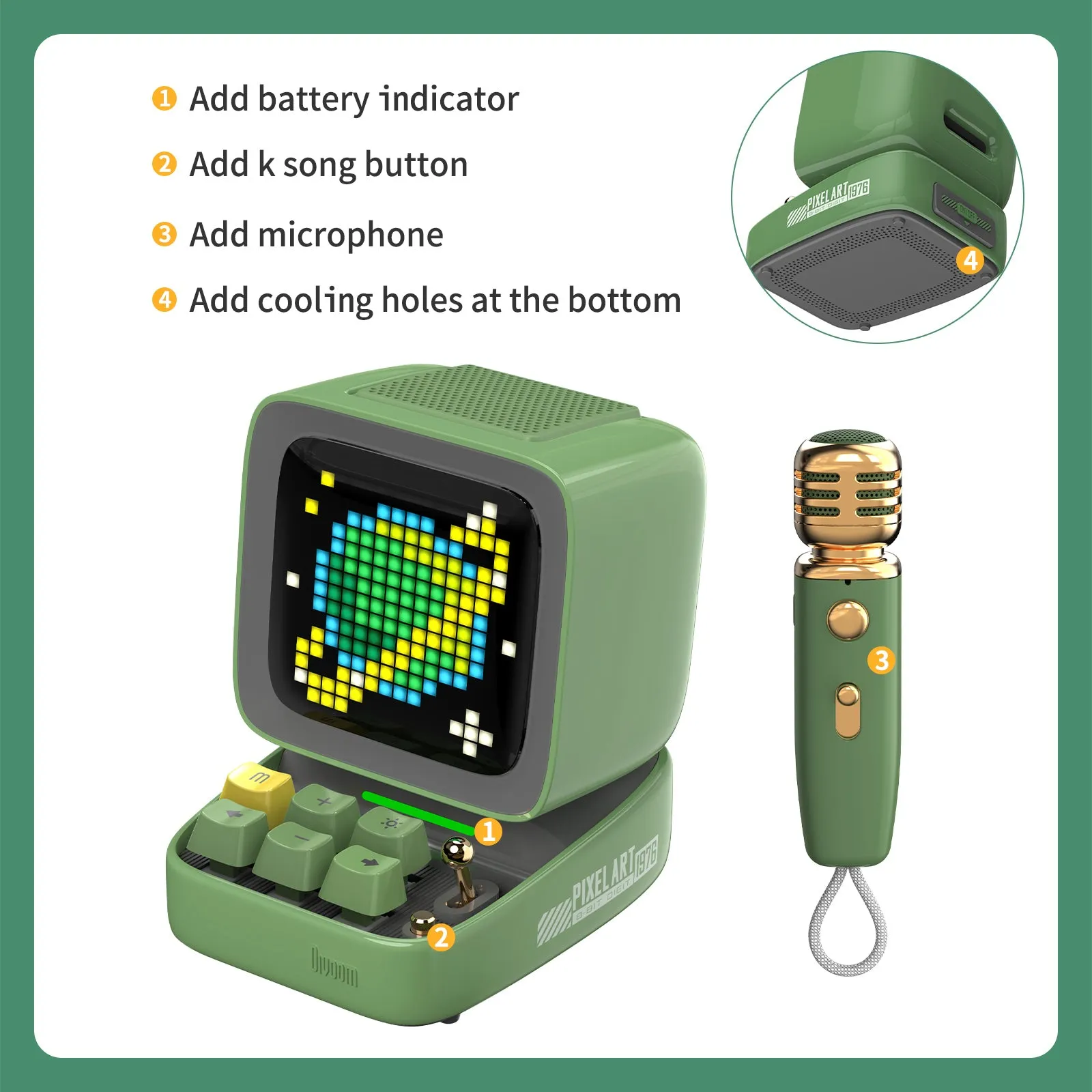 Divoom Ditoo-Mic Mini Karaoke Machine Pixel Art Bluetooth Speaker