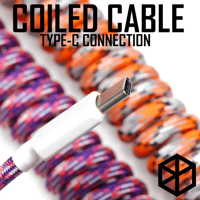 DIY nylon usb c port coiled Cable Mechanical Keyboard