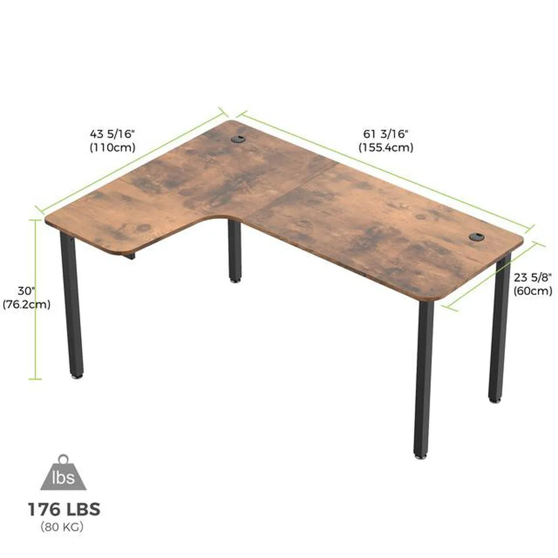 Eureka 60 Inch Corner L Shaped Gaming Desk, ERK-CD-L01L-60VP-V1