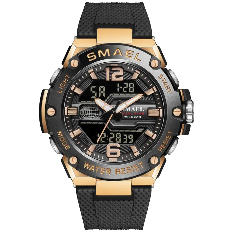 Fashion Men Watch Sport Clock 50M Waterproof Wristwatches LED Digital Auto Date Stopwatch Alarm Clocks 8033 Men's Casual Watches