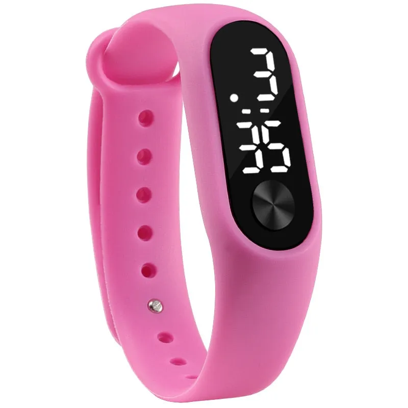 Fashion Men Women Casual Sports Bracelet Watches White LED Electronic Digital Candy Color Silicone Wrist Watch for Children Kids