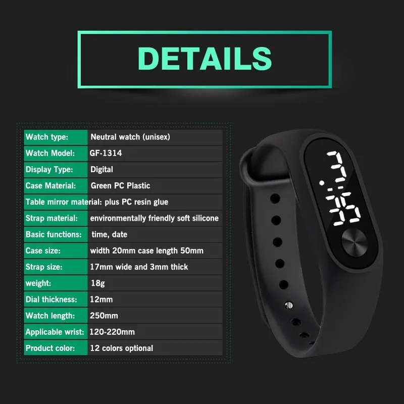 Fashion Men Women Casual Sports Bracelet Watches White LED Electronic Digital Candy Color Silicone Wrist Watch for Children Kids