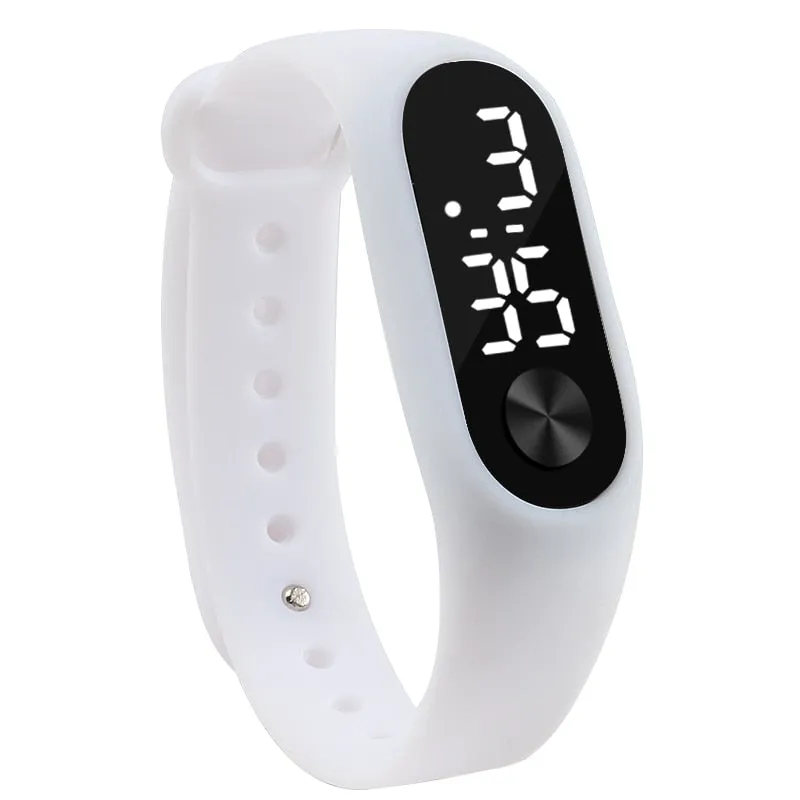 Fashion Men Women Casual Sports Bracelet Watches White LED Electronic Digital Candy Color Silicone Wrist Watch for Children Kids