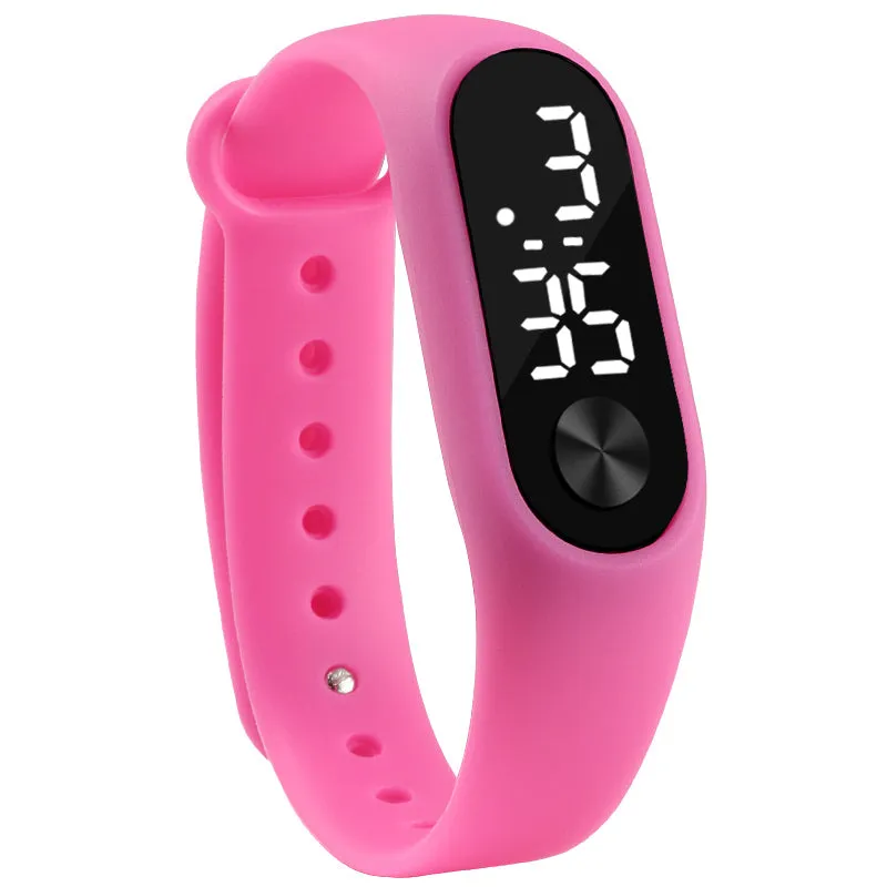 Fashion Men Women Casual Sports Bracelet Watches White LED Electronic Digital Candy Color Silicone Wrist Watch for Children Kids