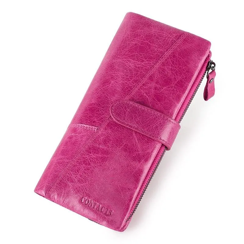 Fashionable Ladies' Genuine Leather Wallet For Coin Cell Phone Card