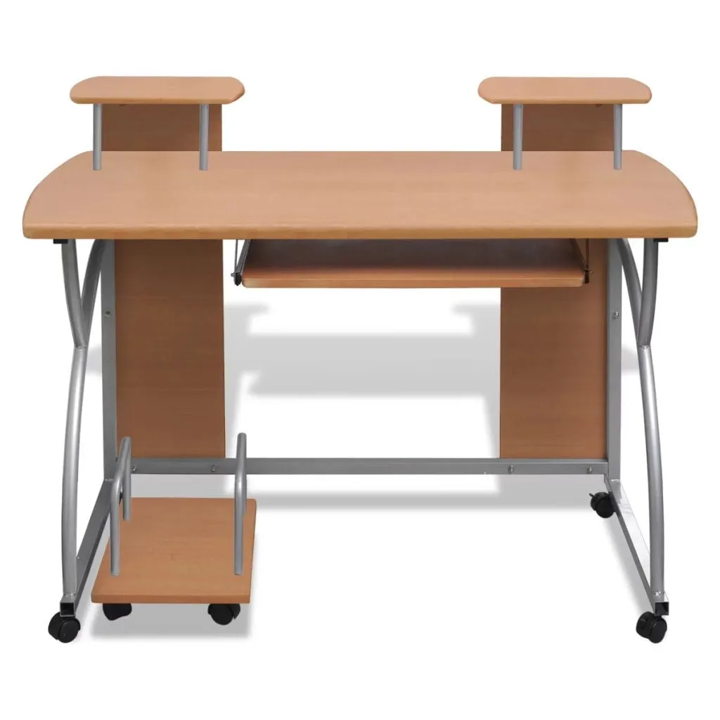 FirstChoise Computer Desk with Pullout Keyboard Tray Brown