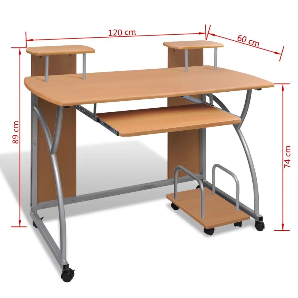 FirstChoise Computer Desk with Pullout Keyboard Tray Brown