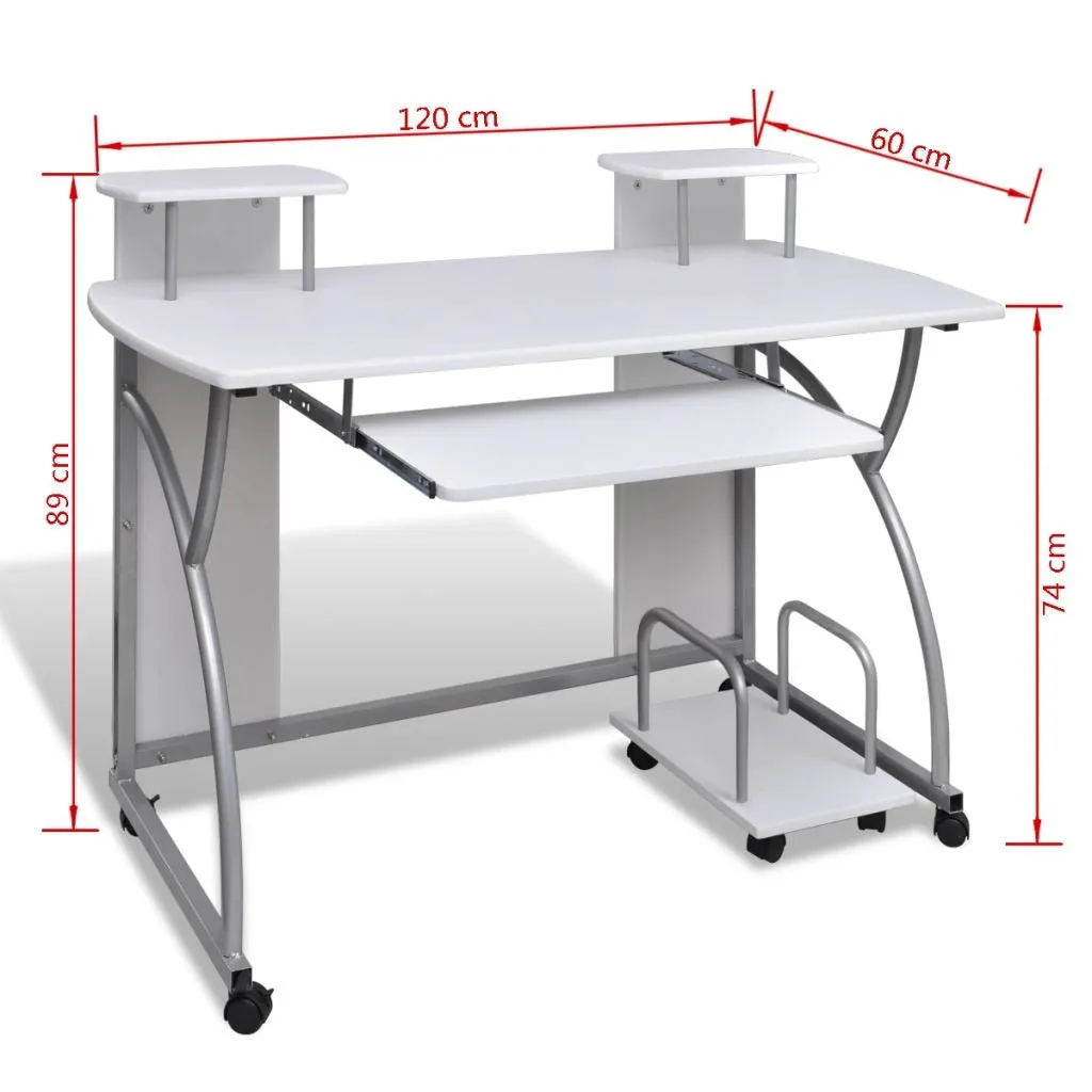 FirstChoise Computer Desk with Pullout Keyboard Tray White