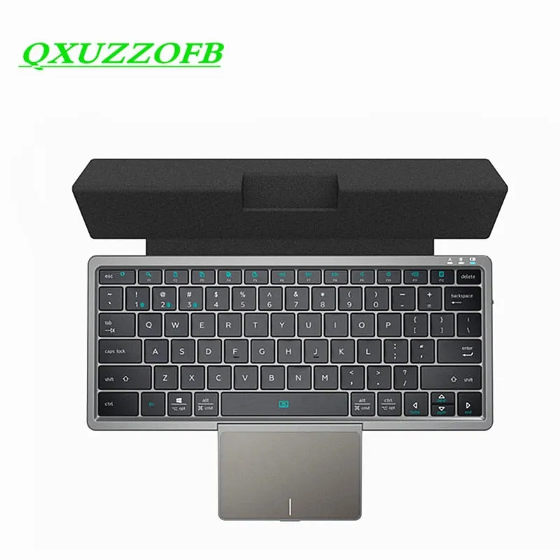 For Ipad Tablet Mobile Portable Wireless Bluetooth Keyboard With Hidden Touch Pad Holder Magnetic PU Leather Case Removable