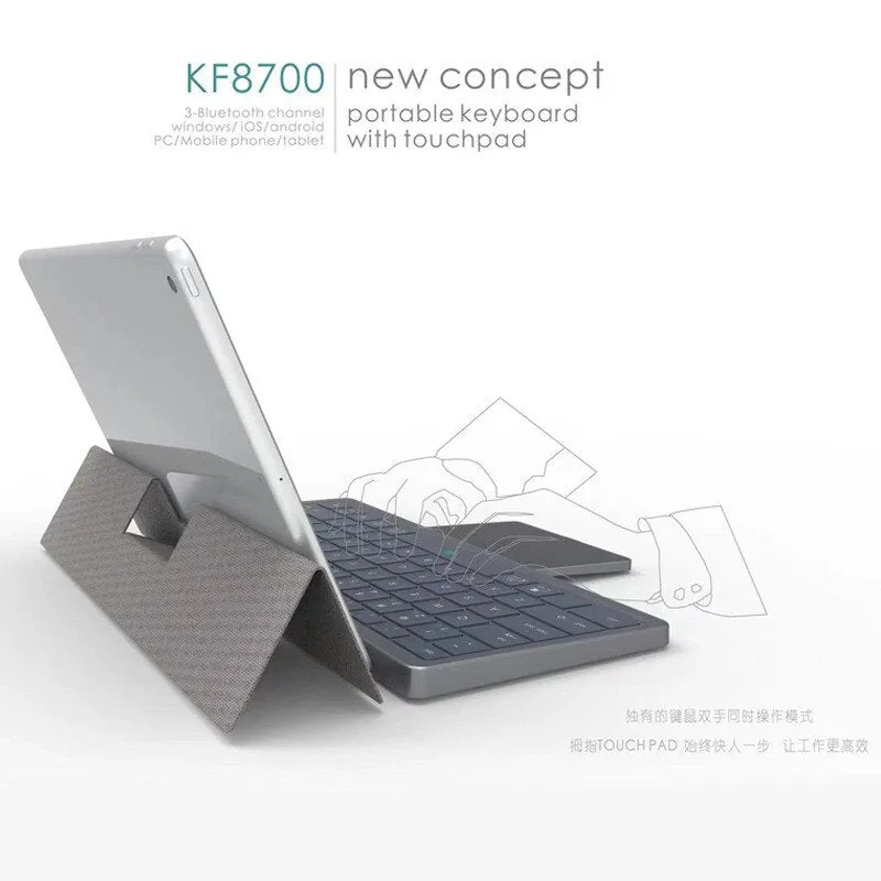 For Ipad Tablet Mobile Portable Wireless Bluetooth Keyboard With Hidden Touch Pad Holder Magnetic PU Leather Case Removable