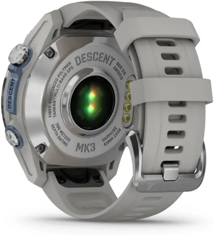 Garmin Descent Mk3 Dive Watch - 43mm Stainless Steel, Grey Fog Silicone Strap