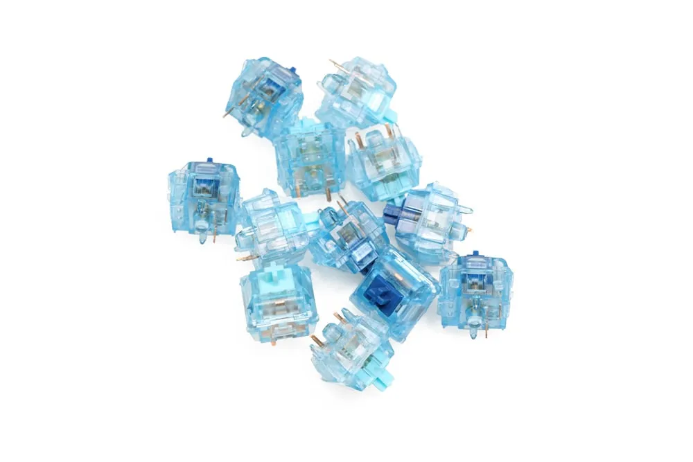 Gateron Aqua Zilent V2 Switch Tactile 62g 67g 5pin SMD RGB mx stem switch for mechanical keyboard Cyan Blue Colorway